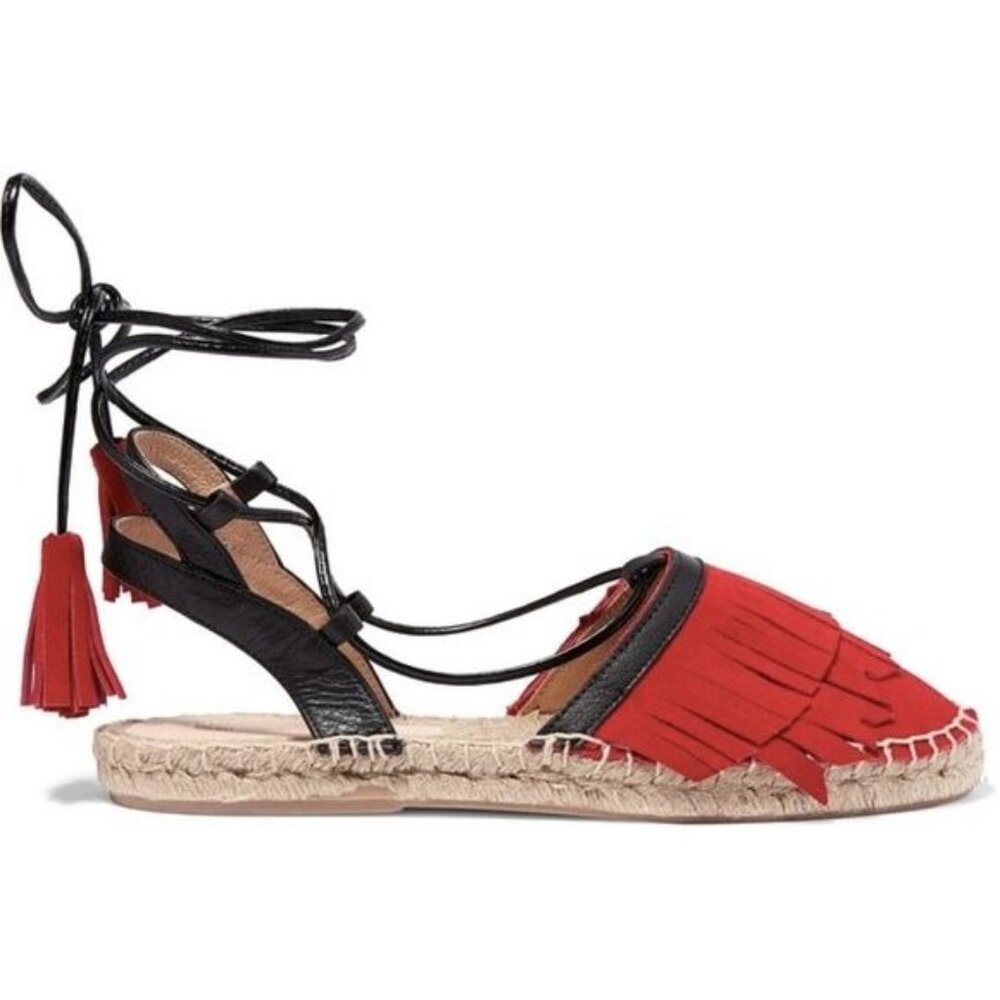 IRIS & INK Lace up Suede & Leather Espadrilles Tie